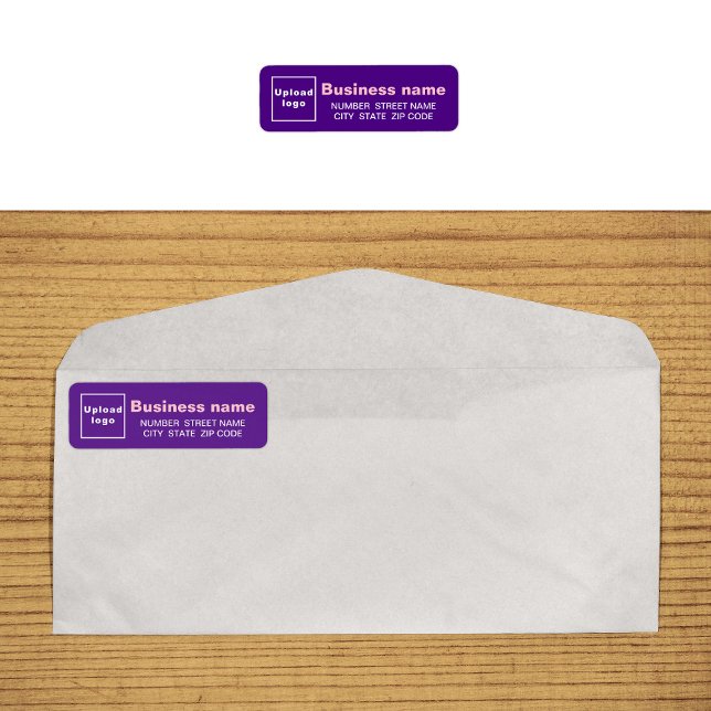 Etiqueta de Dirección de Devolución de Negocios Mo (Purple business return address label on envelope)
