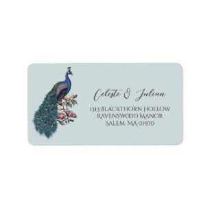 Etiqueta de dirección de devolución de pavo real a