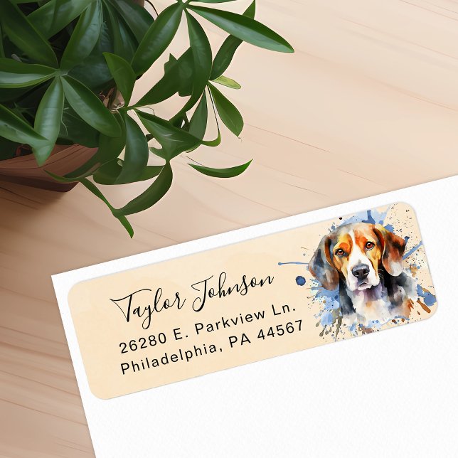 Etiqueta de dirección de devolución de perro Beagl (Subido por el creador)