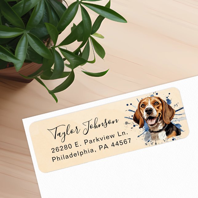 Etiqueta de dirección de devolución de perro Beagl (Subido por el creador)