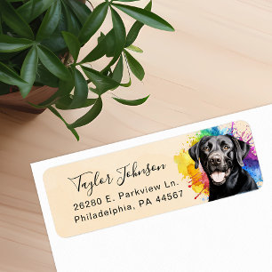 Etiqueta de dirección de devolución de perro labra