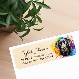Etiqueta de dirección de devolución de perro labra