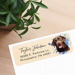 Etiqueta de dirección de devolución de perro labra
