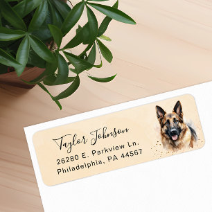 Etiqueta de dirección de devolución de perro pasto