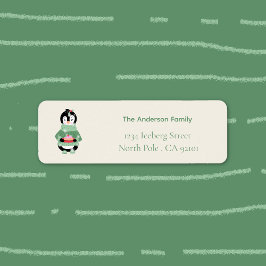 Etiqueta de dirección de devolución de pingüino co