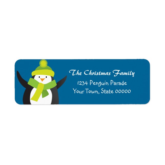 Etiqueta de dirección de devolución de pingüino de (Frente)