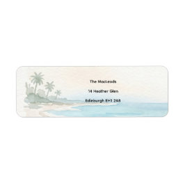 Etiqueta de dirección de devolución de playa con a