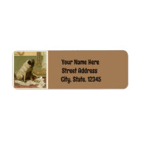 Etiqueta de dirección de devolución de pug de vint