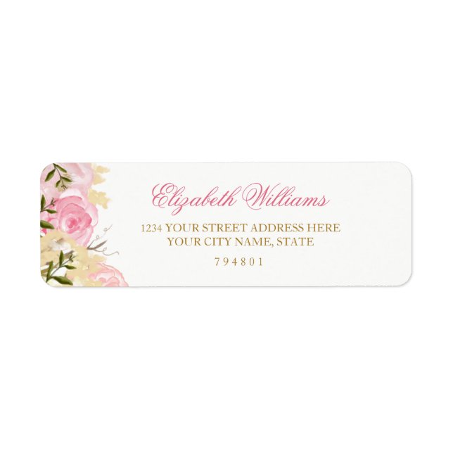 Etiqueta de dirección de devolución de rosa rosa e (Frente)