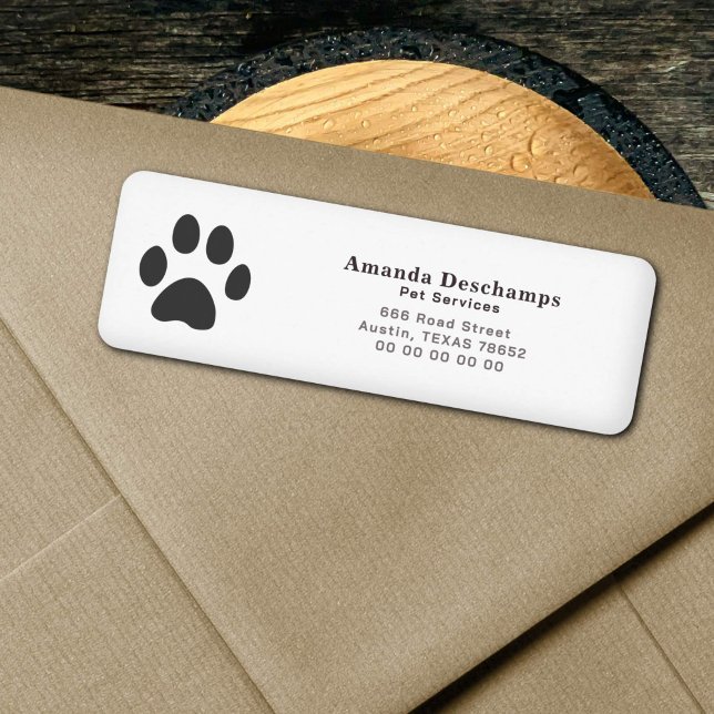 Etiqueta de dirección de devolución de servicios d (Pet Services Return Address Label)