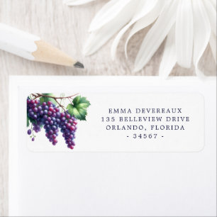 Etiqueta de dirección de devolución de uvas acuare