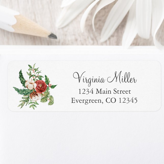 Etiqueta de dirección de devolución de vacaciones  (Winter Holiday Christmas Return Address Label
)