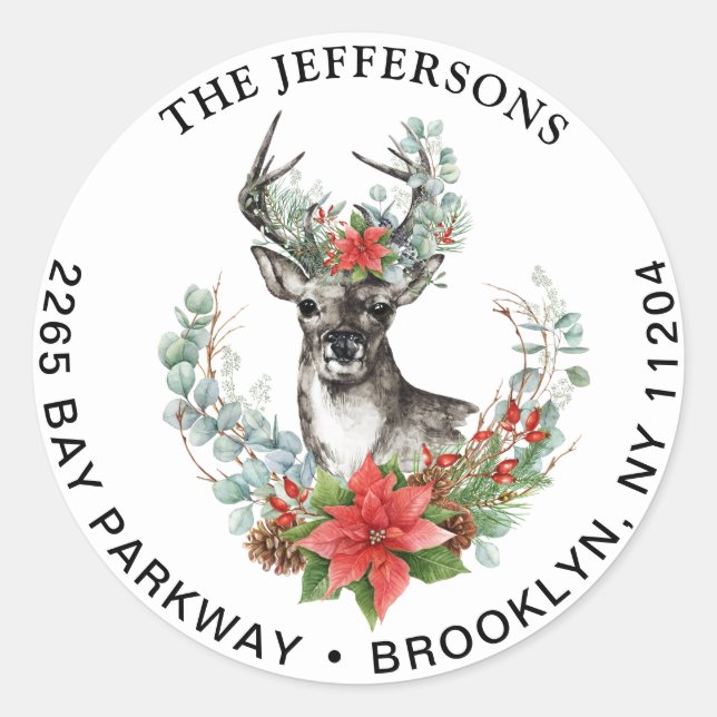 Etiqueta de dirección de devolución de venado de n (Anverso)