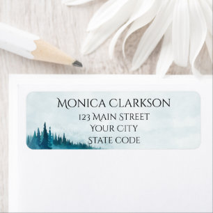 Etiqueta de dirección de devolución del bosque azu