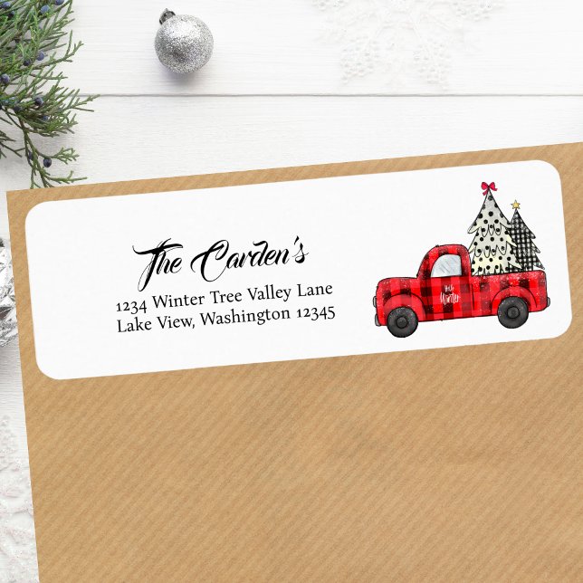 Etiqueta de dirección de devolución del camión de  (Christmas Truck Return Address Label)