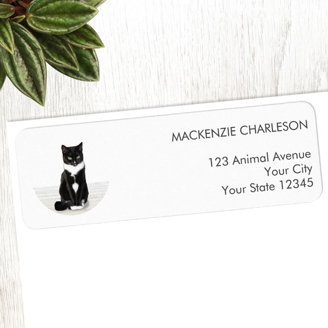 Etiqueta de dirección de devolución del círculo de (Personalized pet photo circle frame custom return address label)