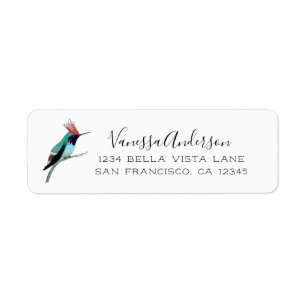 Etiqueta de dirección de devolución del colibrí co