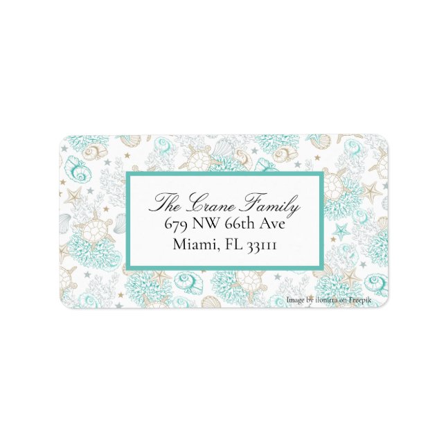 Etiqueta de dirección de devolución del océano de  (Frente)