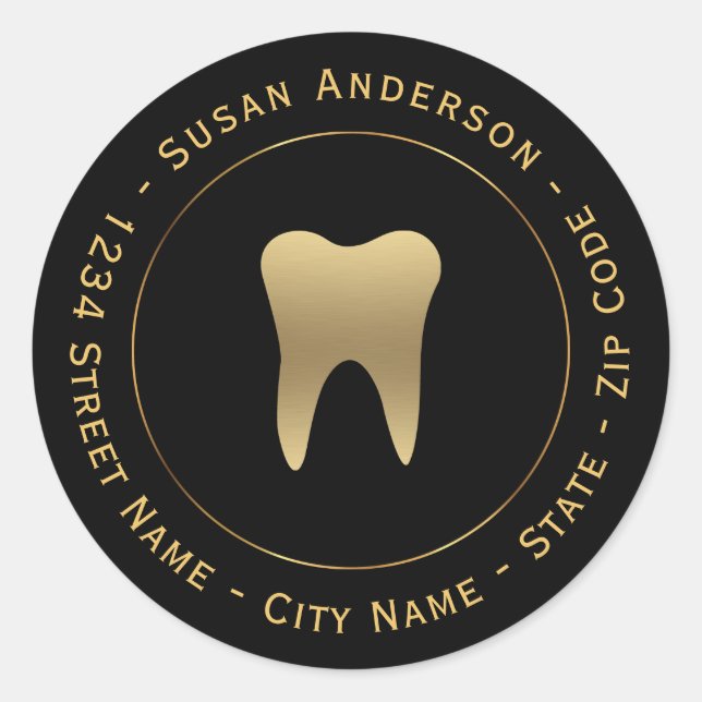 Etiqueta de dirección de devolución dental circula (Anverso)