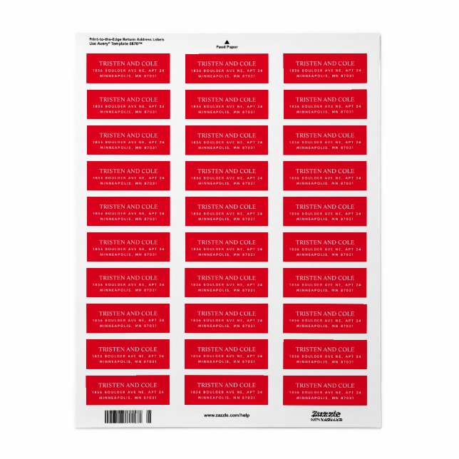 Etiqueta de dirección de devolución festiva roja y (Hoja Entera)