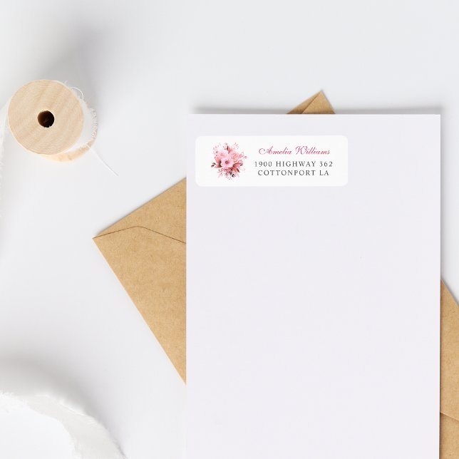 Etiqueta de dirección de devolución floral acuarel (Subido por el creador)