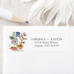 Etiqueta de dirección de devolución floral colorid<br><div class="desc">Nuestra Colorida Etiqueta de Dirección de Retorno Floral es la manera perfecta de compartir su evento de alegría. Único y caprichoso, este moderno sello cuenta con impresionantes flores rústicas de color moda boho pintadas a mano en colores azul oscuro, rosa brillante, rosa rosa rubor, amarillo dorado, rojo vibrante y hojas...</div>