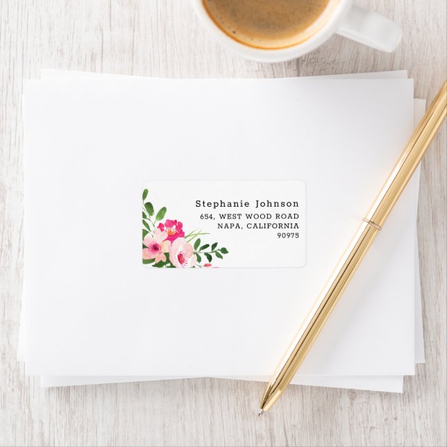 Etiqueta de dirección de devolución floral de acua (In situ)