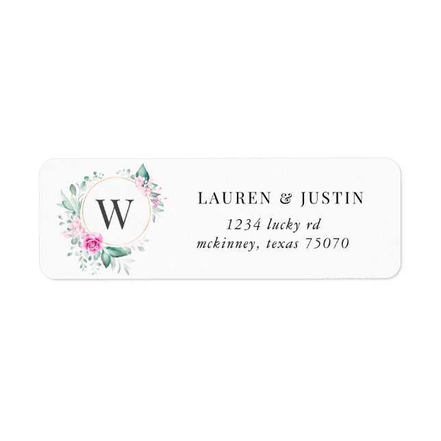etiqueta de dirección de devolución floral de jard (Frente)