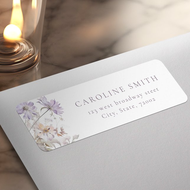 Etiqueta de dirección de devolución floral elegant (Purple Elegant Floral return address label)