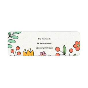 Etiqueta de dirección de devolución floral folk ju