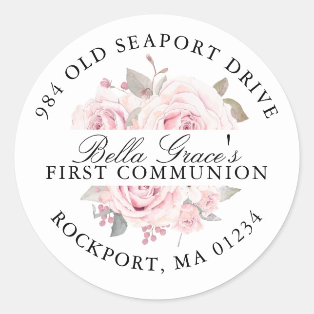 Etiqueta de dirección de devolución floral rosa de (Anverso)