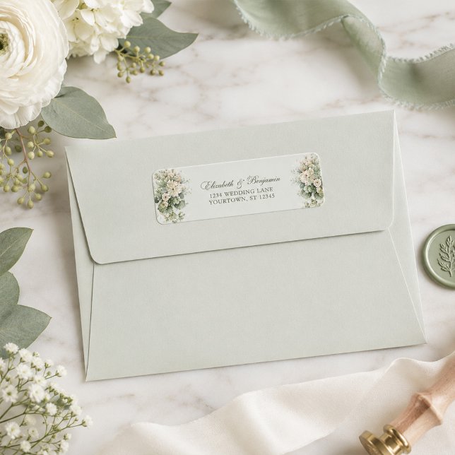 Etiqueta de dirección de devolución floral suave v (Soft Sage Green Floral Address Label)