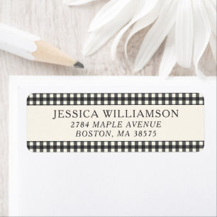 Etiqueta de dirección de devolución Gingham negro