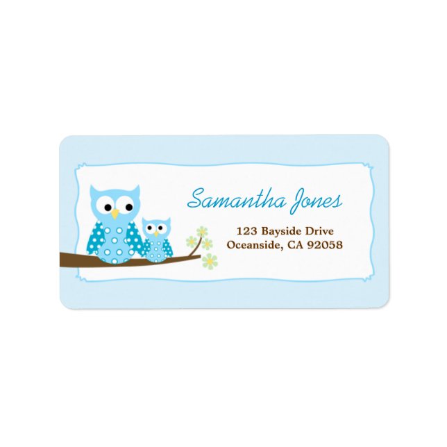 Etiqueta de dirección de devolución grande de búho (Frente)
