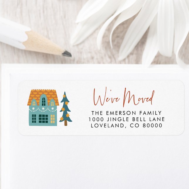 Etiqueta de dirección de devolución hemos cambiado (We've Moved Chic Vintage Holiday Personalized Return Address Label by Painted Paperie
)