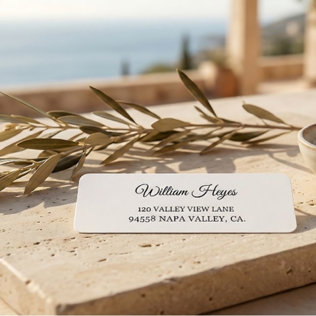 Etiqueta de dirección de devolución manuscrita con (Subido por el creador)