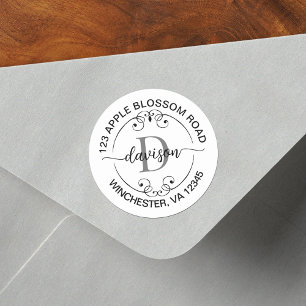 Etiqueta de dirección de devolución Monograma Blan