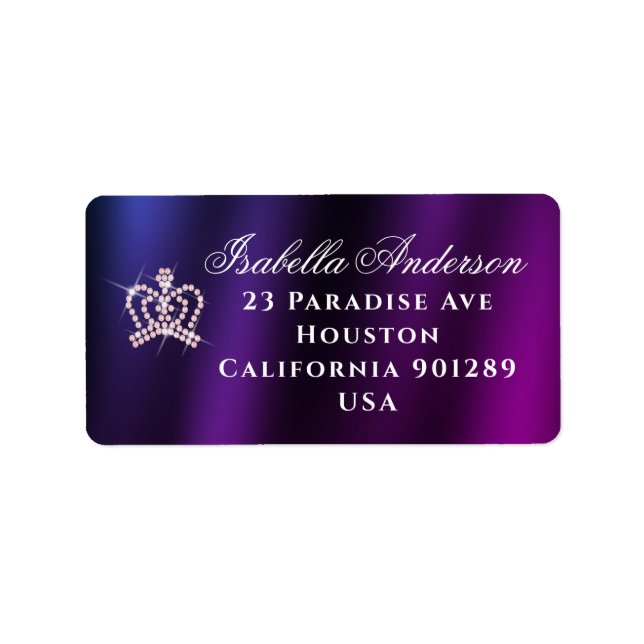 Etiqueta de dirección de devolución morada de la c (Frente)