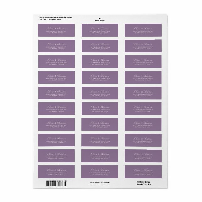 Etiqueta de dirección de devolución para boda en j (Hoja Entera)