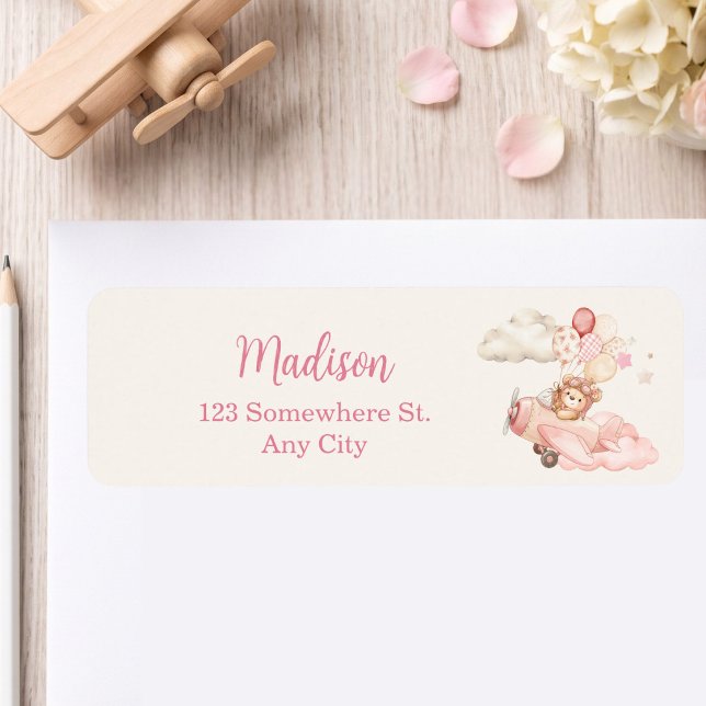 Etiqueta de dirección de devolución para fiesta de (We Can Bearly Wait Baby Shower Return Address Label | Girl Baby Shower)