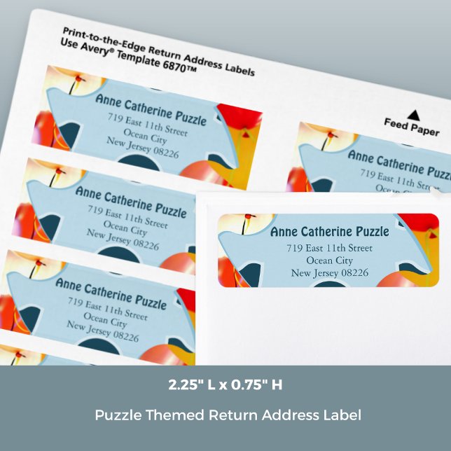 Etiqueta de dirección de devolución para fiesta de (Jigsaw Puzzle Kids Birthday Party Return Address Label, 2.25x0.75 Inch)