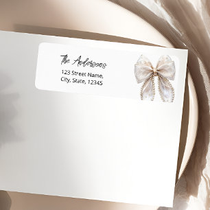 Etiqueta de dirección de devolución Pearl Bow Whit