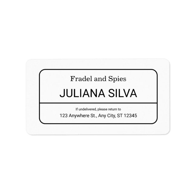 Etiqueta de dirección de devolución personalizada (Frente)