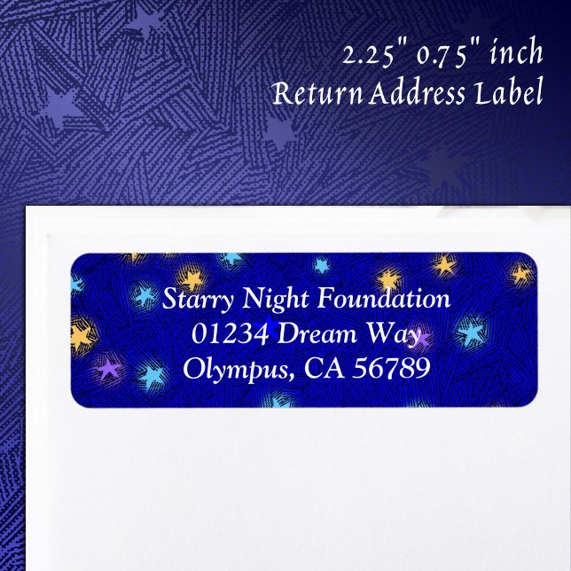 Etiqueta de Dirección de Devolución Personalizada  (Colored Stars Etching Custom Return Address Label)