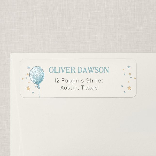 Etiqueta de dirección de devolución personalizada  (Balloon Daydream - Vintage Balloon Return Address Sticker)
