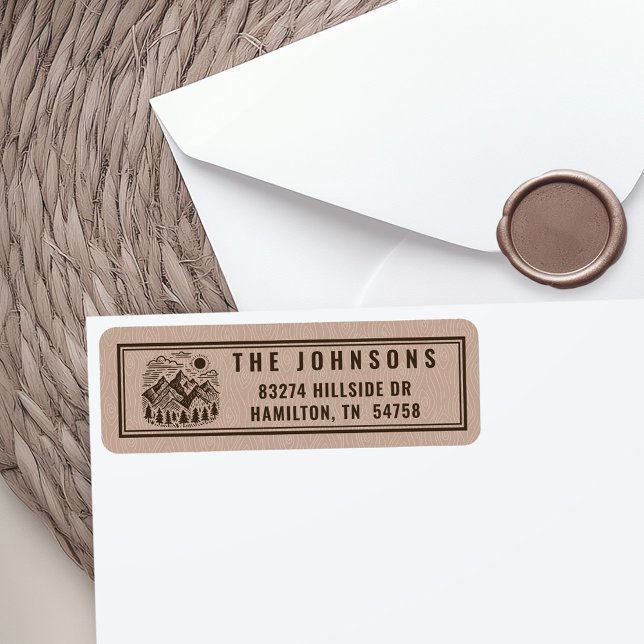Etiqueta de dirección de devolución personalizada  (Modern Rustic Mountain Custom Return Address Label Stickers)