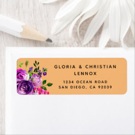 Etiqueta de dirección de devolución romántica mora