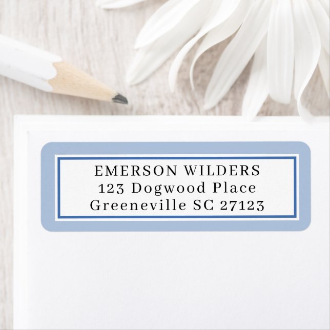 Etiqueta de dirección de devolución simple en azul (In situ)
