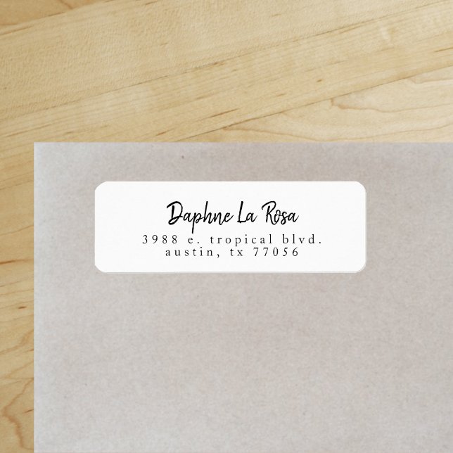 Etiqueta de dirección de devolución simple Minimal ("Everyday is abundantly beautiful." 
Sincerely Best Wishes from Lucky Design World)