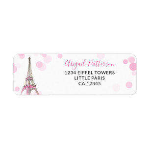 Etiqueta de dirección de devolución Torre Eiffel d